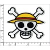 Patchwork Paradise One Piece Straw Hat Pirates Jolly Roger Embroidered