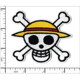 Patchwork Paradise One Piece Straw Hat Pirates Jolly Roger Embroidered Iron On Patch Cosplay