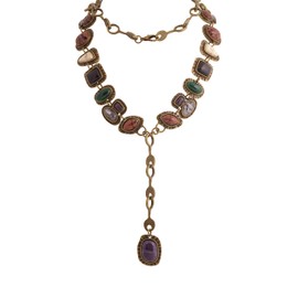 MINACHI Layered Y-Shaped Retro Stone Necklace, Boho Personality Jewelry for Women