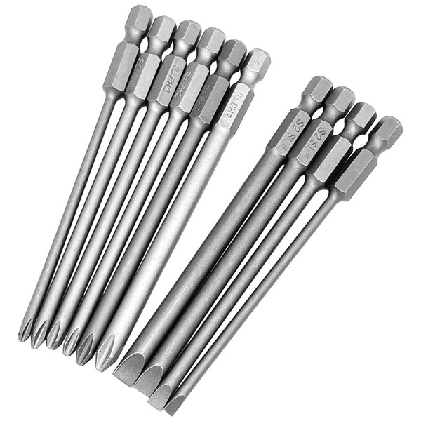 Saipor 10pcs 100mm Magnetic Flat Slotted Phillips Cross Head Screwdriver