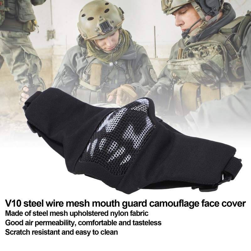 Outdoor Half Face Breathable Steel Mesh Face Cover Military for