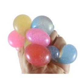 Curious Minds Busy Bags 12 Individually Wrapped Small Amazing 1.5" Glitter Stress Ball - Ceiling Sticky Glob Balls - Squishy Gooey Shape-able Squish Sensory Squeeze Balls Fidgets (Random Colors)