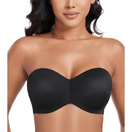 Lemorosy Minimizer Strapless Bra for Women Large Bust Full Support Non-Slip Convertible Underwire Bandeau Bra（Black,42C