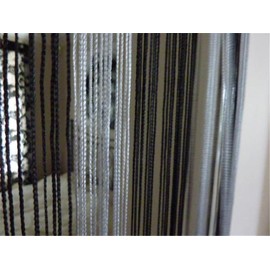 String Curtain Dew Drop Black / Silver Grey Divider or Window Curtain Panel 90x240cm Perfect as Fly Screen