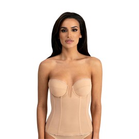 Dominique Women’s Vivienne Strapless Longline Bra - V-Wire Bridal Corset Top, Detachable Garters - Lingerie For women