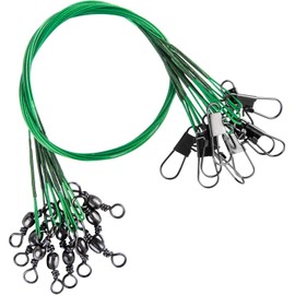 Alwonder 50PCS Fishing Leaders, Fish Line Stainless Steel Wire with Swivels Snap, High-Strength 30LB Hi-Low Rig Fishing Wire Leader Fishing Tackle Gear Connector for Lures Baits Rigs Hooks