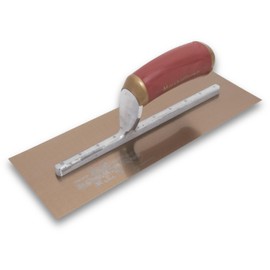 MARSHALLTOWN PermaShape Finishing Trowel, 12 x 4 Inch Flat Golden Stainless Steel Concrete Tool, Made in the USA, 62GSFPD