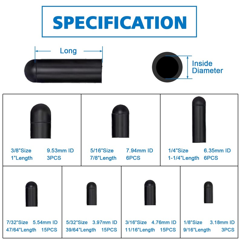 1/8" 5/32" 3/16" 1/4" 5/16" 3/8" Automotive Silicone Vacuum Tubing
