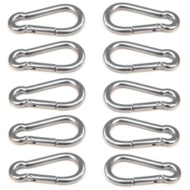 FUNNTY Stainless Steel Carabiner Clip,10 Pcs Spring Snap Hook Keychain Carabiner Clip Hoods, Heavy Duty Carabiner Clips for Camping Hiking Climbing Hammocks Camping M4 1.57 Inch