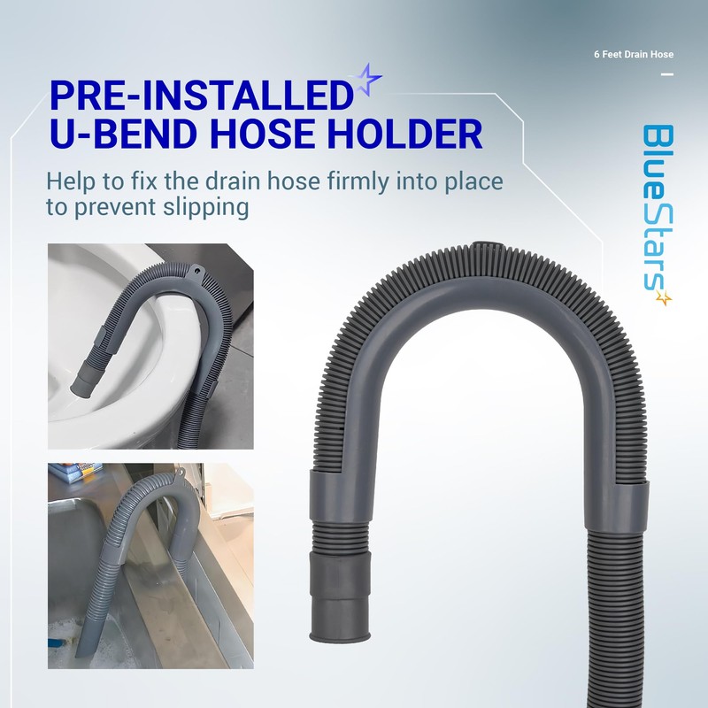 BlueStars 6-Foot Universal Dishwasher & Washing Machine Drain Hose –