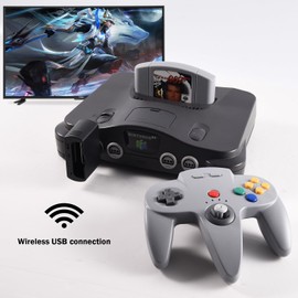 KIWITATA N64 Wireless Controller, 2.4GHZ Wireless N64 Remote Joystick Game Controller Gamepad Compatible with N64 System Video Console (Gray)