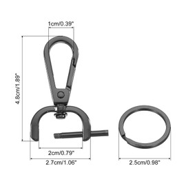 sourcing map 4 Set Detachable Snap Hook, 0.79" D Ring Swivel Clasp for Purses Push Gate Lobster Claw Clasps Fashion Clip Purse Making with Key Ring and Screwdriver, Grey