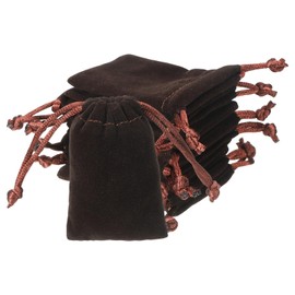 YELARXI Velvet Jewelry Bags with Drawstrings, Velvet Earring Gift Bags Wedding Favor Pouch 2 x 3 Inch Fit for Jewelry Candy Christmas Party Graduation Birthday Easter - (10 Pack, Brown)