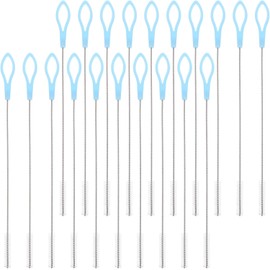 20 Piezas de Cepillos para Limpiar Pajillas Reutilizables de Abs y Acero Inoxidable, Portátil y Multifunción para Limpiar Áreas Difíciles