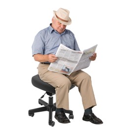 Foot Stool with Wheels, Ergonomic 360° Rolling Foot Stool with Adjustable Height (15.75-18.9 in) & Tilt Angle (0-60°),Freestanding PU Swivel Footrest for Offices, Homes, Salons, Massage Shops,etc