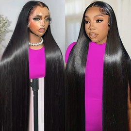 13x6 HD Lace Front Wigs Human Hair for Black Women Glueless Wigs Human Hair Pre Plucked with Baby Hair Straight Lace Frontal Wigs Human Hair for Black Women with Removable Elastic Black Band 22 Inch