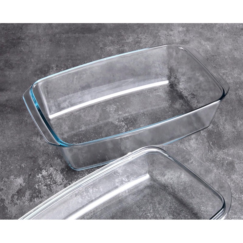 Rectangular Tempered Glass Casserole Dish with Glass Cover - Oven,