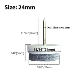 40pcs Round Heavy Duty Nail-on Felt Pad for Furniture Chair Table Leg Feet Floor Protectors Slide Smoothly (White, Pad Diameter 24mm)