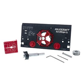 Milescraft 1342 Euro Hinge Jig â Concealed Hinge Jig, Drilling Guide, for Framed and Frameless Cabinets. Metal Drill Guide Produces Perfect Hinge Holes. 35 mm Forstner Bit Included