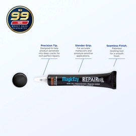 MagicEzy Appliance RepairEzy - (Black) - Appliance Touch Up Paint Scratch Repair for Stove, Microwave, Fridge - Enamel, Metal, Stainless Steel - Strong Epoxy