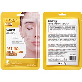 BIOAQUA Retinol Antioxidant Facial Mask 92% Dense Moisturizing Firming Anti-Aging Face Skin Care 5x 25g / 0.95fl.oz