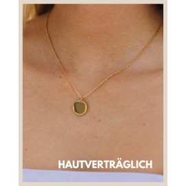 Good.Designs Coin Necklace with Pendant, Women's Necklace with Plate, Adjustable Necklace with a Circle, Stainless Steel, Gold