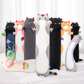 Mewaii Long Cat Plush Body Pillow, 28” Cute Cat Plush Animals Soft Plushies, Kitten Plush Throw Pillow Doll Gift for Girlfriend