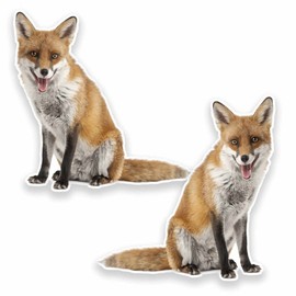 2 x 25cm/250mm Ginger Fox Window Cling Sticker Car Van Campervan Glass #9643