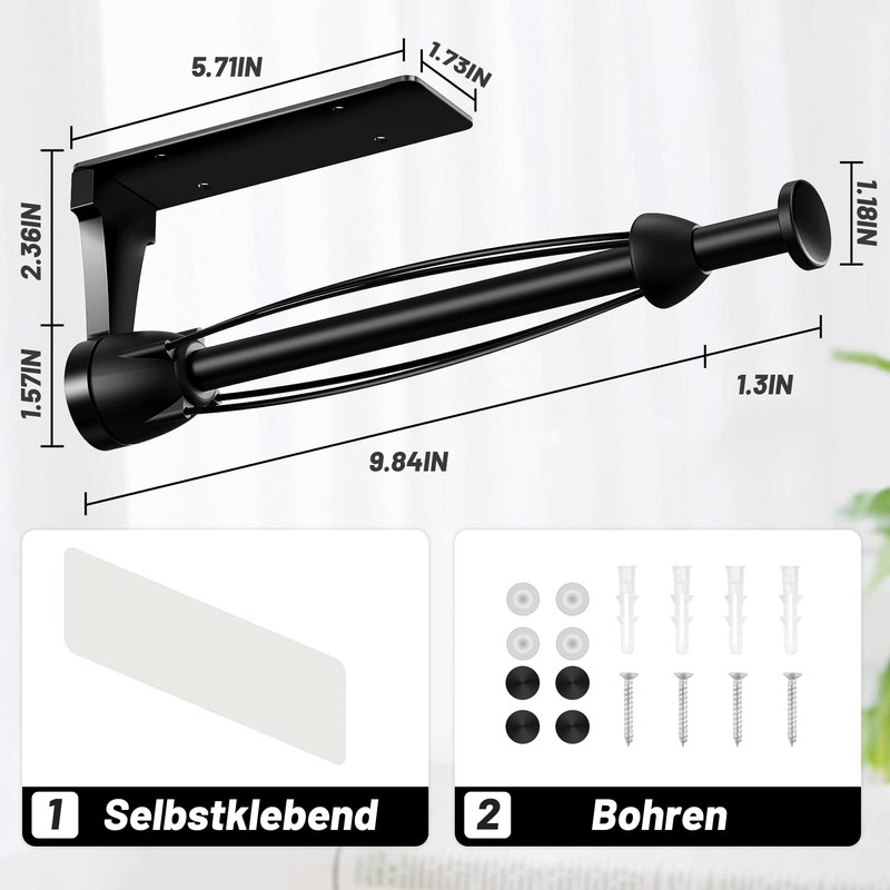VEHHE Kitchen Roll Holder Under Cabinet, One-handed Tearing Paper Towel