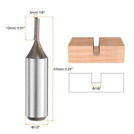 QUARKZMAN 2 Pieces Straight Cutter Bit 1/2 Inch Shank 1/8 Inch Cutting Diameter, 2 Cutting Blades 0.51 Inch Cutting Length YG6 Carbide Cutter with PTFE Heat Resistant Coating, Woodworking Groove