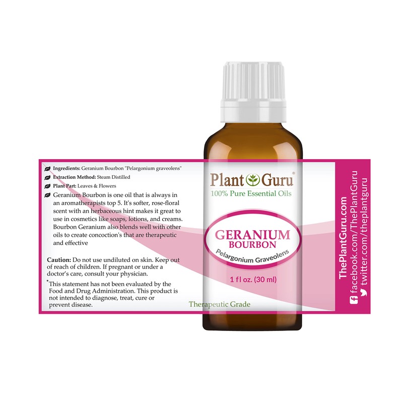 Geranium Bourbon Essential Oil 1 oz / 30 ml 100%