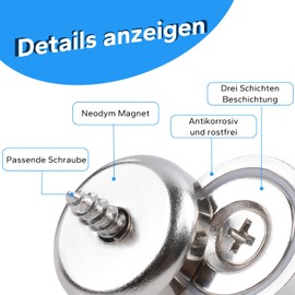 OCEUMAOA Neodymium Magnets Strong Magnet 60lb+ Pulling Force 25mm with Countersunk Hole and Screws Extra Strong Magnets Silver 10Pack