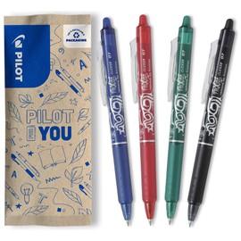 Pilot Frixion Ball Clicker Pack of 3 Ink Gel Temperature-Sensitive Rollerball Pens + 1 Free Medium Point