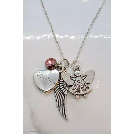 K and R Jewelry "Angels watching over me" Memorial Necklace for Grandma Sympathy Gift