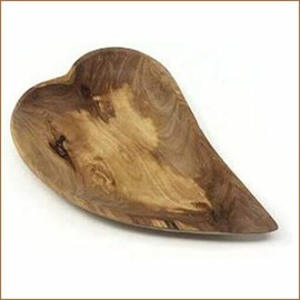 AramediA Wooden Olive Wood Heart Shaped serving Dish Bowl -Handmade and Hand Carved