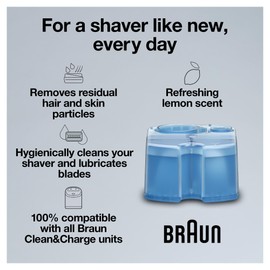 Braun Clean & Renew Refill Cartridges CCR, Replacement Shaver Cleaner Liquid Solution for Clean&Charge System, Pack of 6
