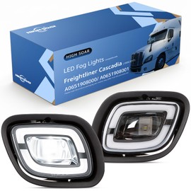 High Soar LED Fog Light for Freightliner Cascadia (2008-2017) Truck,Front Lamp with Bulbs LED Fog Lights Assembly Waterproof for Freightliner Cascadia Driver&Passenger Left&Right Side (White,A Pair)