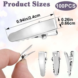 YALOJE 100pcs Metal Alligator Hair Clips, Small Crocodile Hair Clips, Alligator Barrettes Accessories for Women DIY Crafts, Hair Bows, Arts - Silver