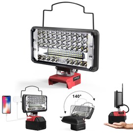 LIVOWALNY Cordless Flood Light for Milwaukee 18v Battery, 90W 9000LM 7" 18V Light Portable LED Work Light with USB & Type-C Charging Port & Low Voltage Protection & 140° Pivoting Head