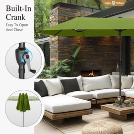 Sophia & William 13ft Large Patio Umbrella with Crank Lift, Outdoor Double-sided Market Umbrella for Balcony, Deck, Pool, Lime Green