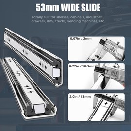 VITERLYNX 260Lbs Heavy Duty Drawer Slides 1 Pair 10 14 16 18 20 22 24 32 Inch Full Extension Ball Bearing Sliding Rails Kitchen Cabinet Shelf Runners Tracks Tool Box RV Glides (Wide53mm-10