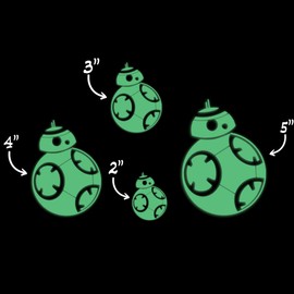 Star Inspired Movie Character Space Bb8 Glow in The Dark Sticker Decal for Phone Tablet Laptop Car Truck Window | 2" Sticker | Green