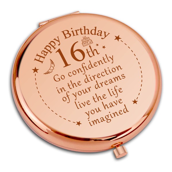 16th Birthday Gifts for Girls 16 Year Old Gifts Compact Makeup Mirror for Sister Friend Sweet 16 Birthday Gifts Folding Makeup Mirror Birthday Gifts for Niece Daughter Inspirational Birthday Gifts