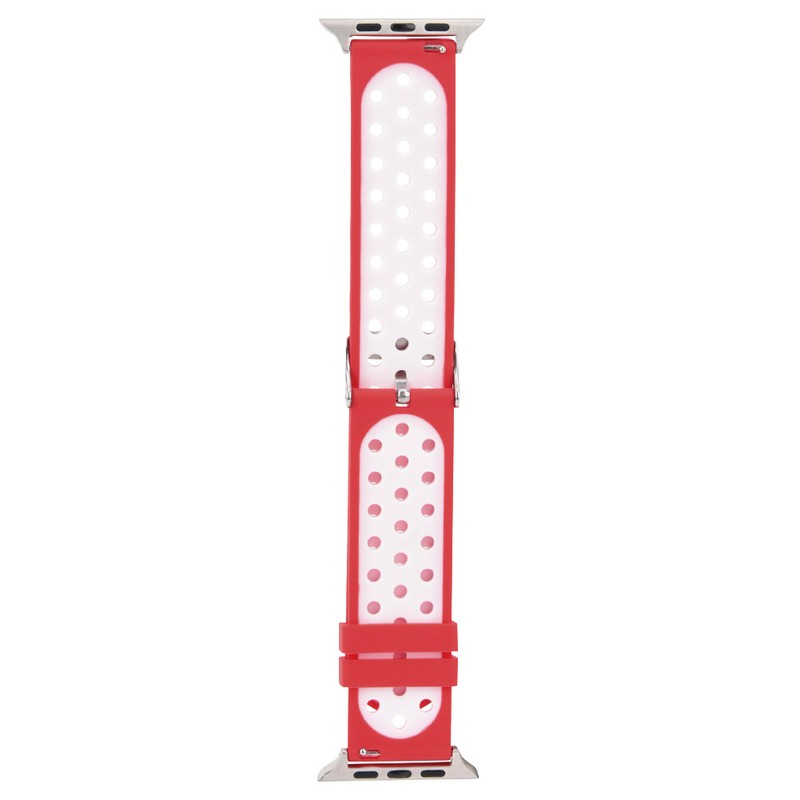 Durable Silicone Watch Strap Replacement Wristband for Watch(Red White)