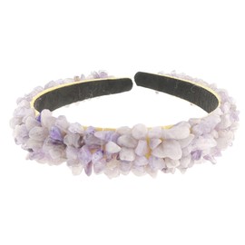 Ladies Coral Stone Rock Look Encrusted 2cm Wedding Formal Occasion Bridesmaid Christmas Birthday Pageant Evening Bridal Party Alice Band Headwear Hairband Headband Hair Accessories (Lilac)