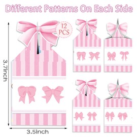 wjrsxilt 12 Pcs Pink Bow Candy Boxes for Birthday, Bachelorette, Engagement & Baby Shower Birthday Party Decoration Coquette Bow Themed Treat Candy Box Party Table Decoration Supplies