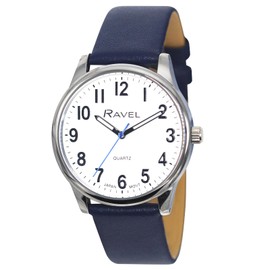 Ravel Plus - Extra Long Life Unisex Everyday Watch with Microfibre Leather Strap - Japanese Analogue Quartz - RP005L - Blue/Silver Tone