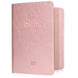 YAVIV Passport Holder for Women and Men, Premium Leather Travel Passport Wallet RFID Blocking Passport Cover, Rose Gold