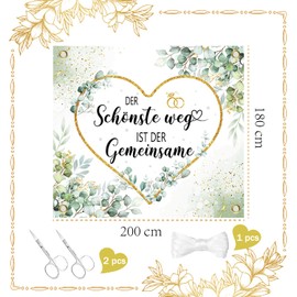 Esshogo 200 x 180 cm Wedding Decoration Sheet, Wedding Sheet for Cutting Out, Wedding Sheet with 2 Scissors and Rope, Wedding Decoration Sheet, Heart for Cutting Wedding Gifts, Bed Sheet for Registry