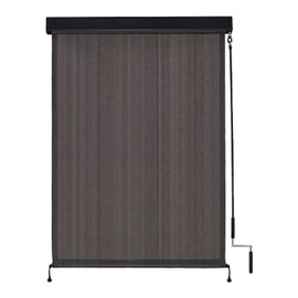 VICLLAX Premium Outdoor Roller Shade, 200GSM 95% Patio Cordless Blinds with Aluminum Valance (6' W X 8' L), Anthracite